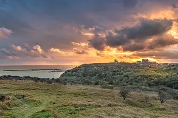 Dover Castle And Harbour From Coastguard 