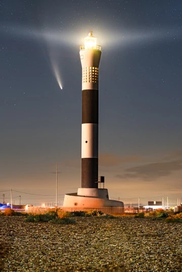 Dungeness Lighthouse And Comet Neowise portrait 1