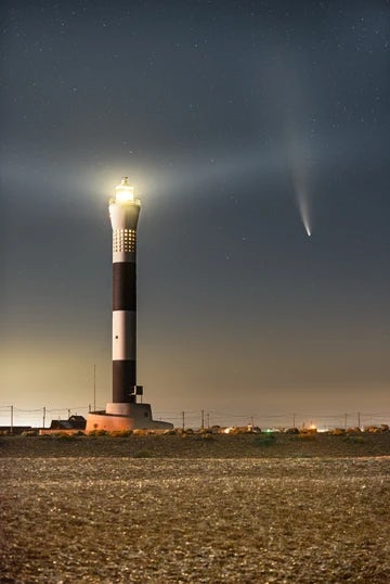 Dungeness Lighthouse And Comet Neowise Portrait 2