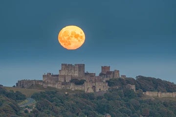 Dover Castle Moonrise Landscape