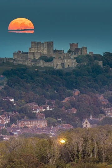 Dover Castle Moon Portrait With Cloud