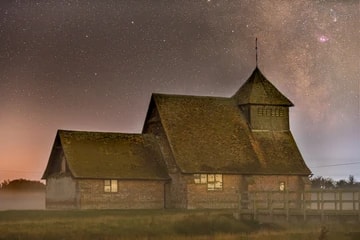 Fairfield landscape Milky Way St. Thomas Becket Church