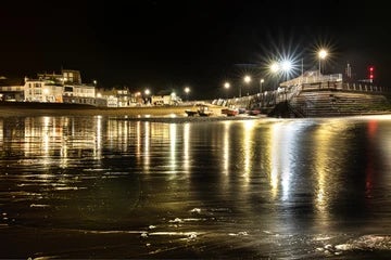 Broadstairs Harbour In Sea At Night