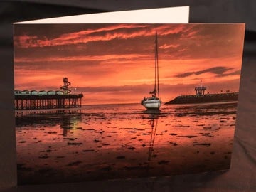 Herne Bay sunset greetings card