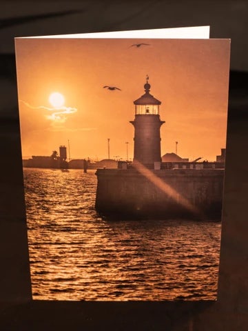 Ramsgate Lighthouse sunset greetings card