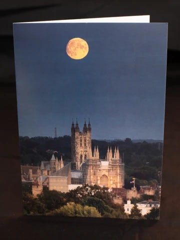 Canterbury Cathedral moonrise greetings card