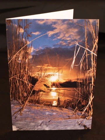 Stour Lake in the snow greetings card