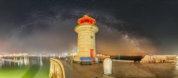 Ramsgate Milky Way Over Lighthouse pano.   Please ask for price, not 2:1