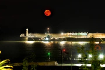 Folkestone Full Moon Over Pier 2 