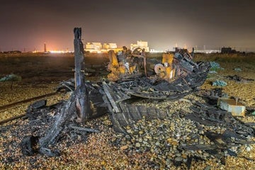 Dungeness Leonard Prebble's Burnt Boat And Power Station