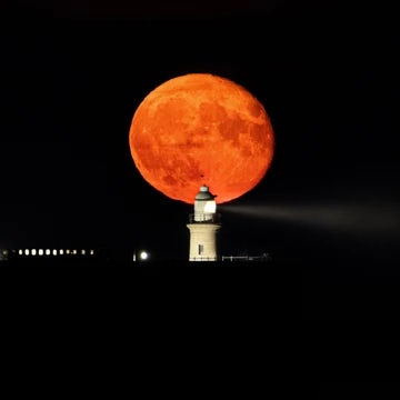 Folkestone Lighthouse And Moonrise From Mermaid 1 X 1 