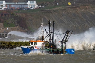 Folkestone Storm Eunice and Boat In Harbour 1