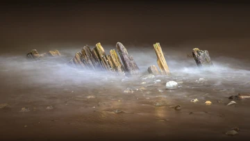 Folkestone Warren Wreck at night