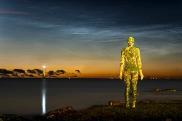 Margate Noctilucent Clouds And Gormley Statue 'Another Time'