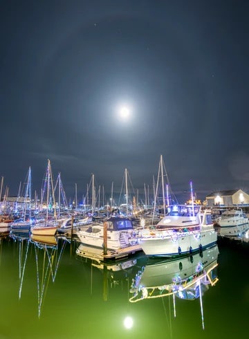 Ramsgate Christmas Lights and moon halo 2023