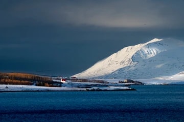 Iceland Mountains And Church In Sunlight 