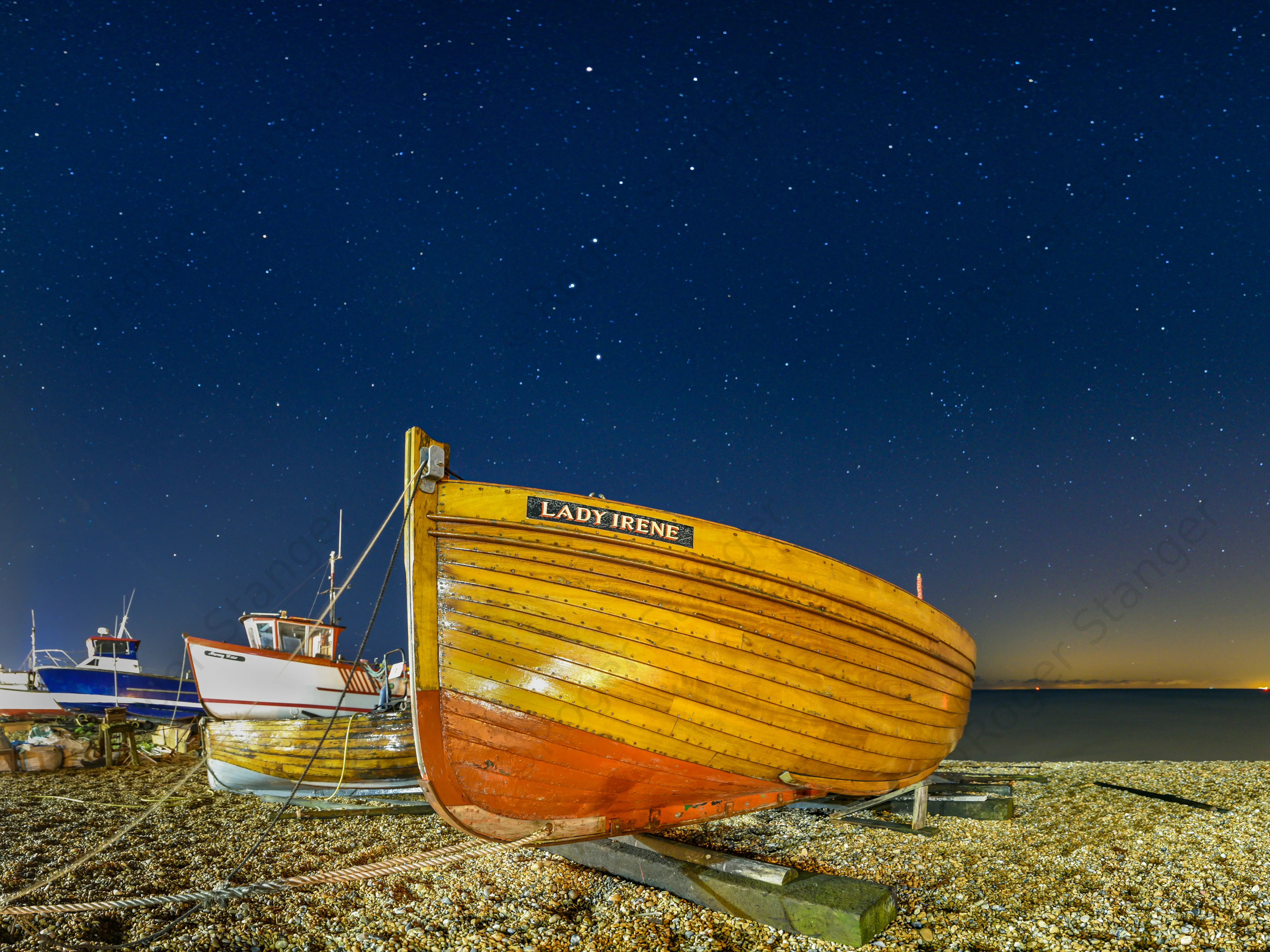 Deal Lady Irene And Morning Haze  at night, with The Plough Rising