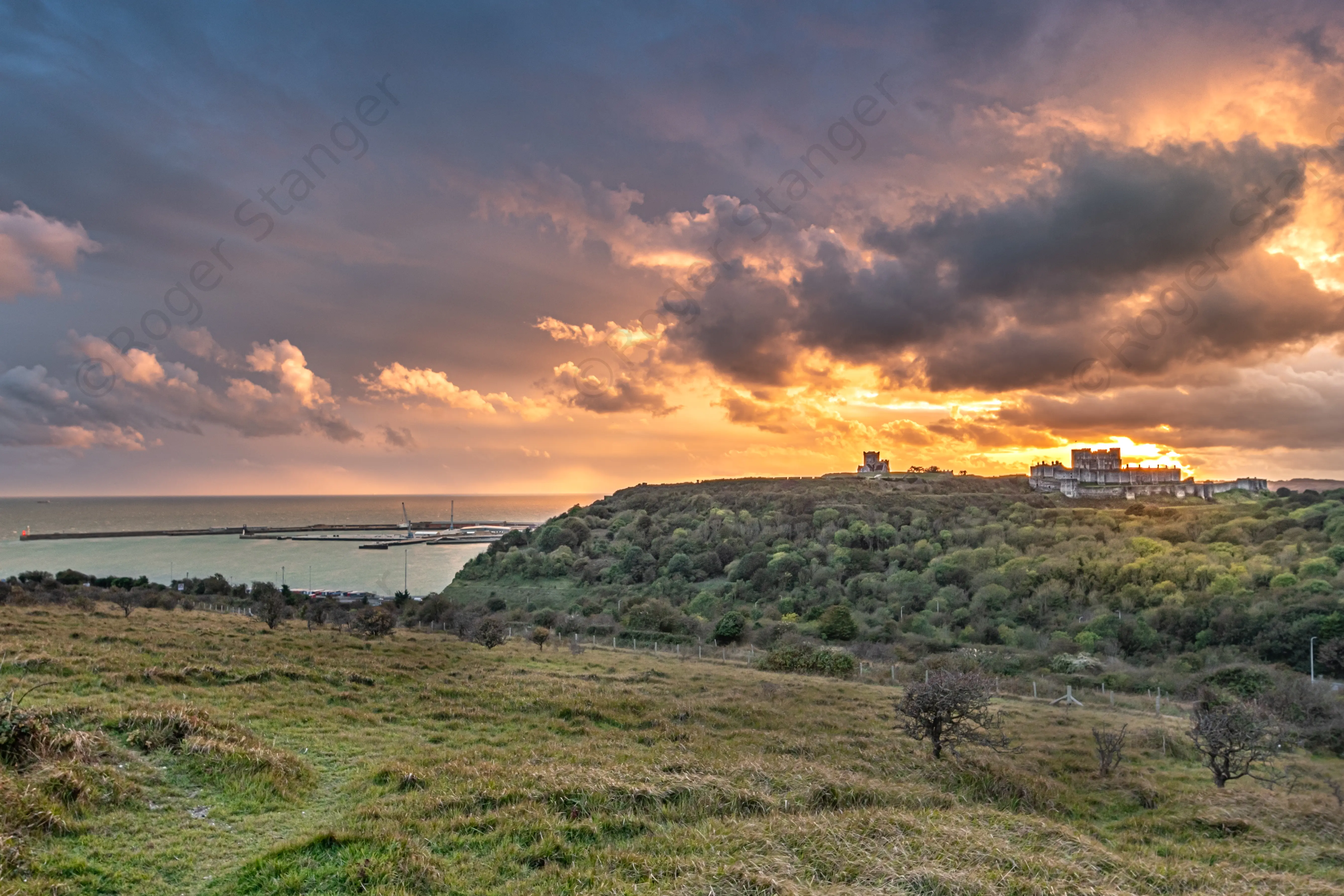 Dover Castle And Harbour From Coastguard 