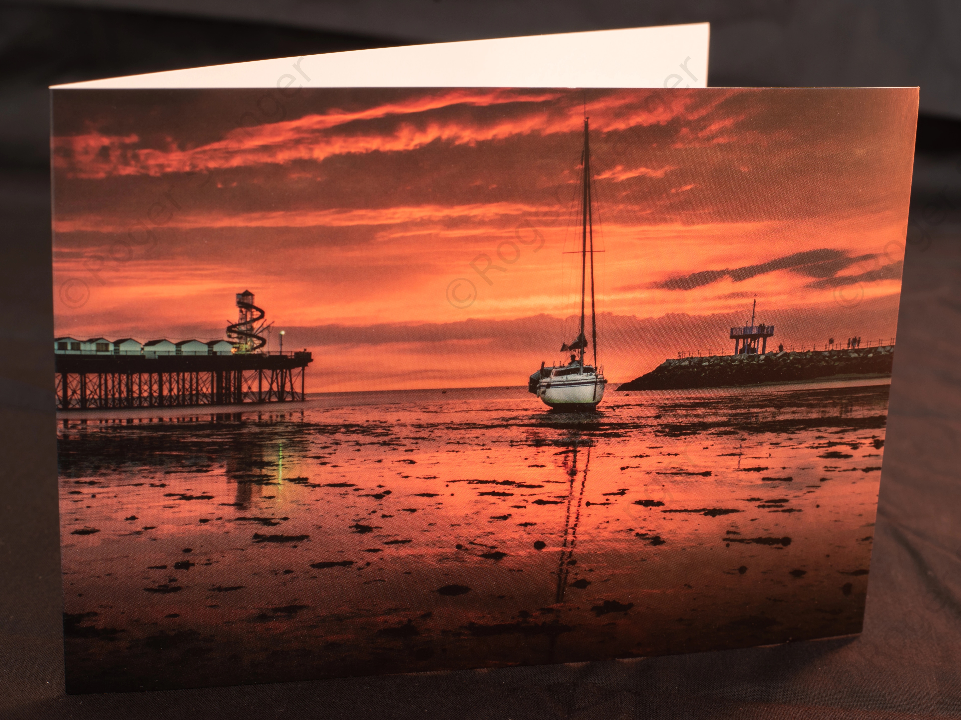 Herne Bay sunset greetings card