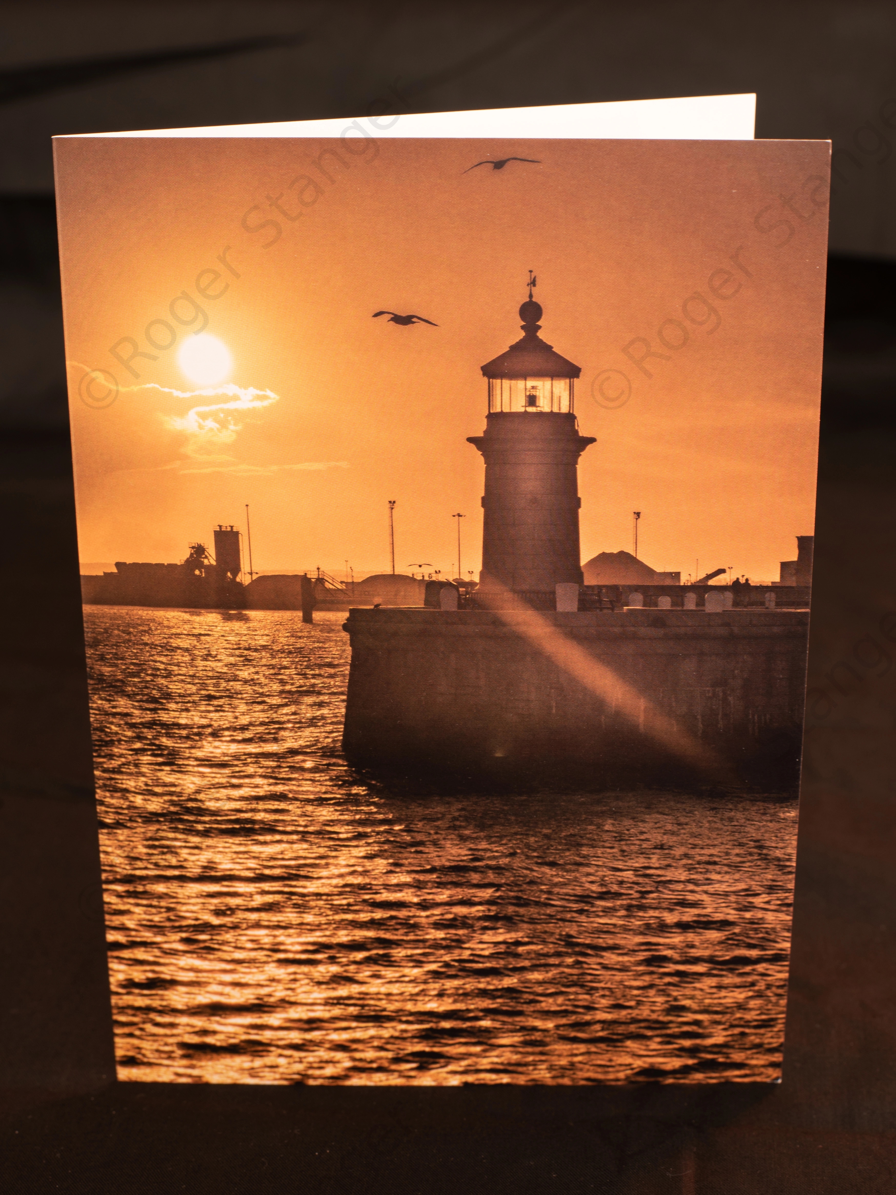 Ramsgate Lighthouse sunset greetings card