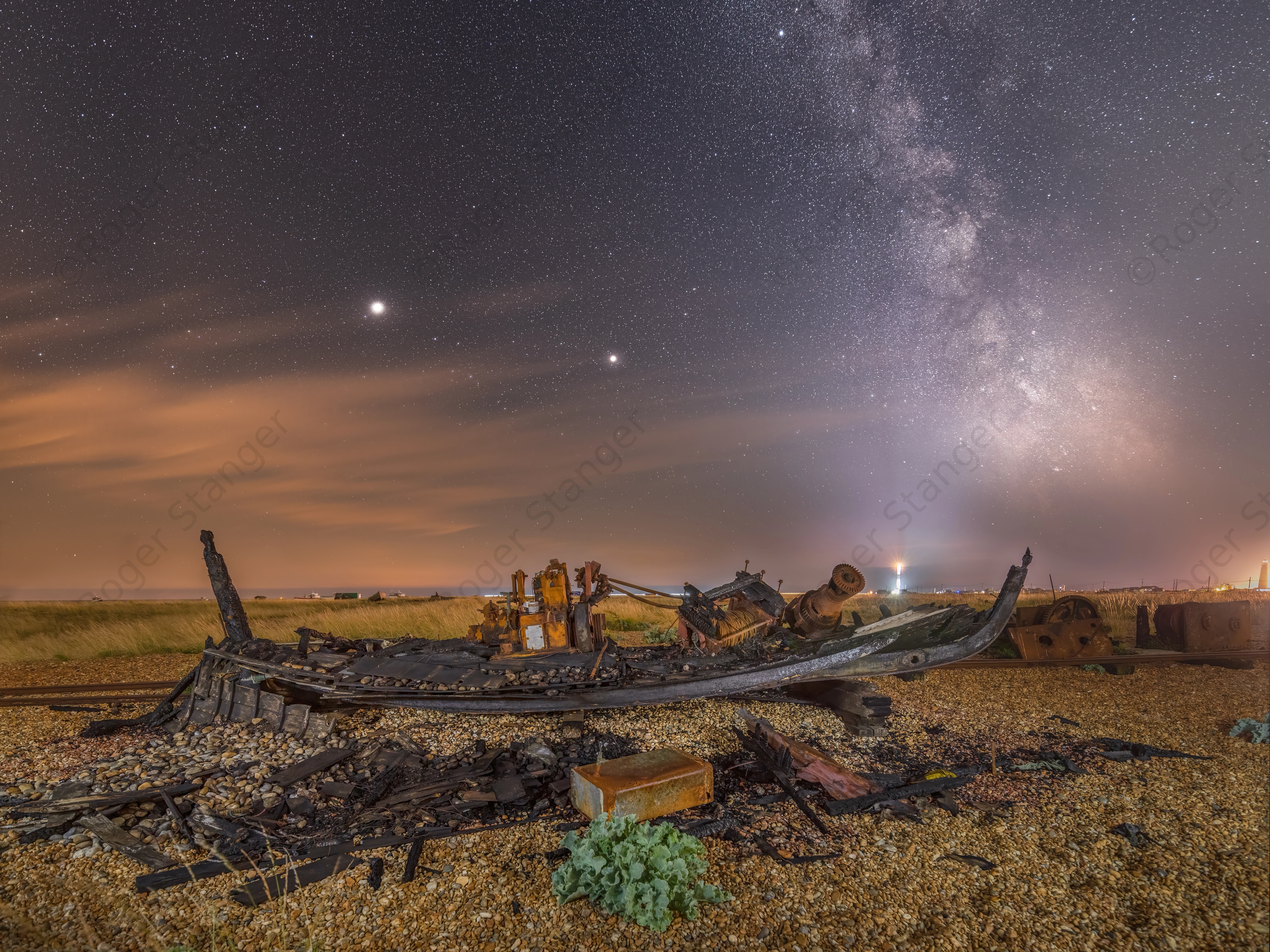 Dungeness Leonard Prebble's boat now burnt.