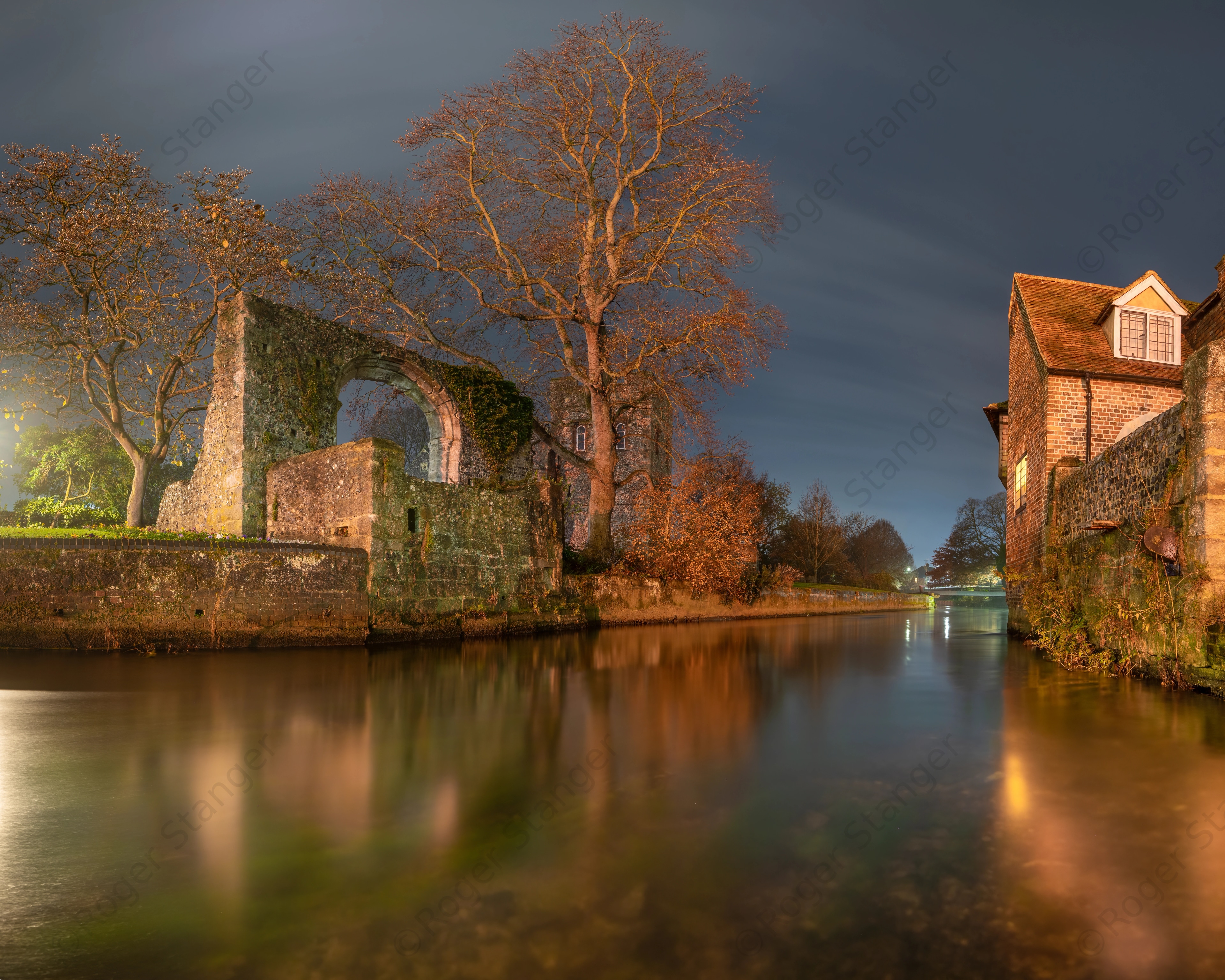 Canterbury Westgate Gardens At Night Looking Upstream