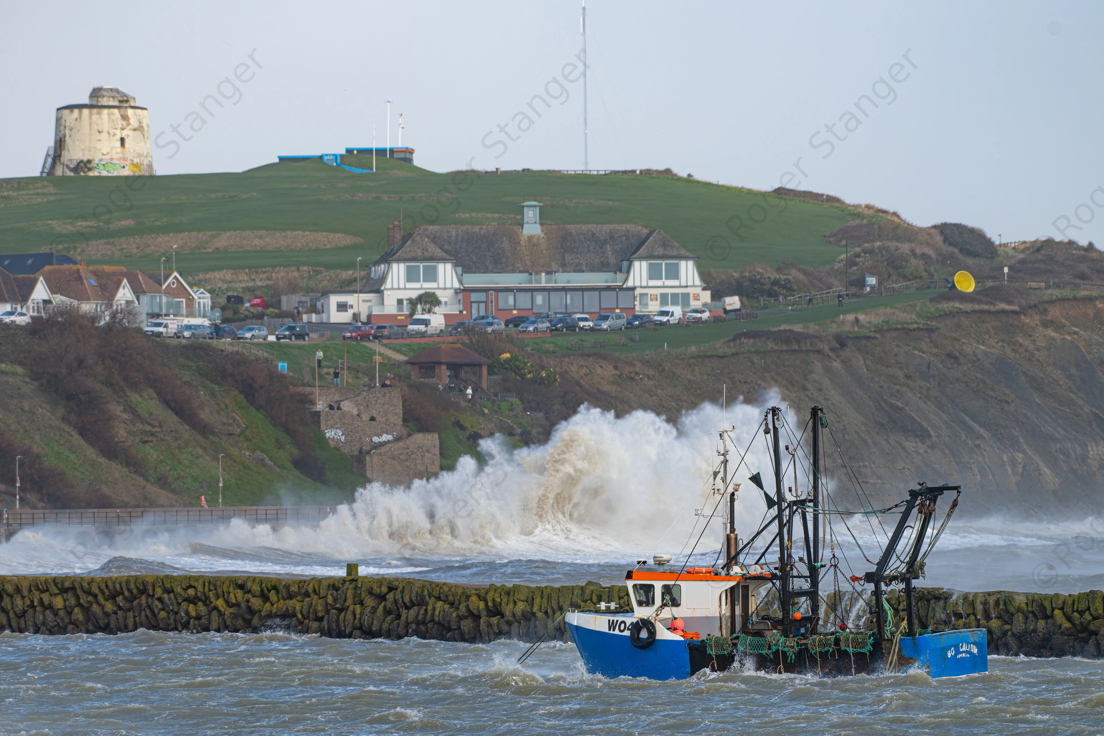 Folkestone Storm Boat In Harbour 6 with Martello Tower