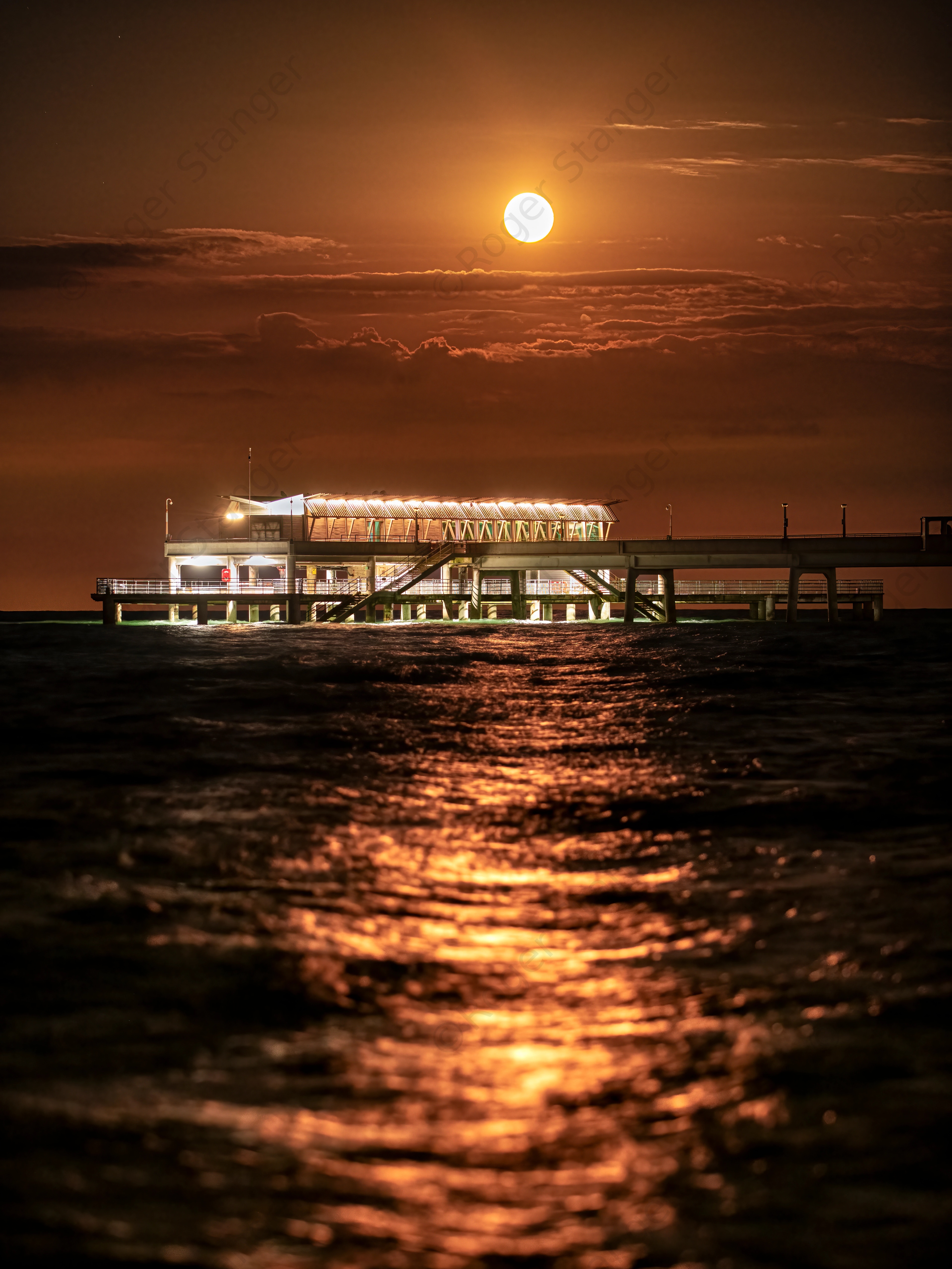 Deal Pier Moonrise Portrait