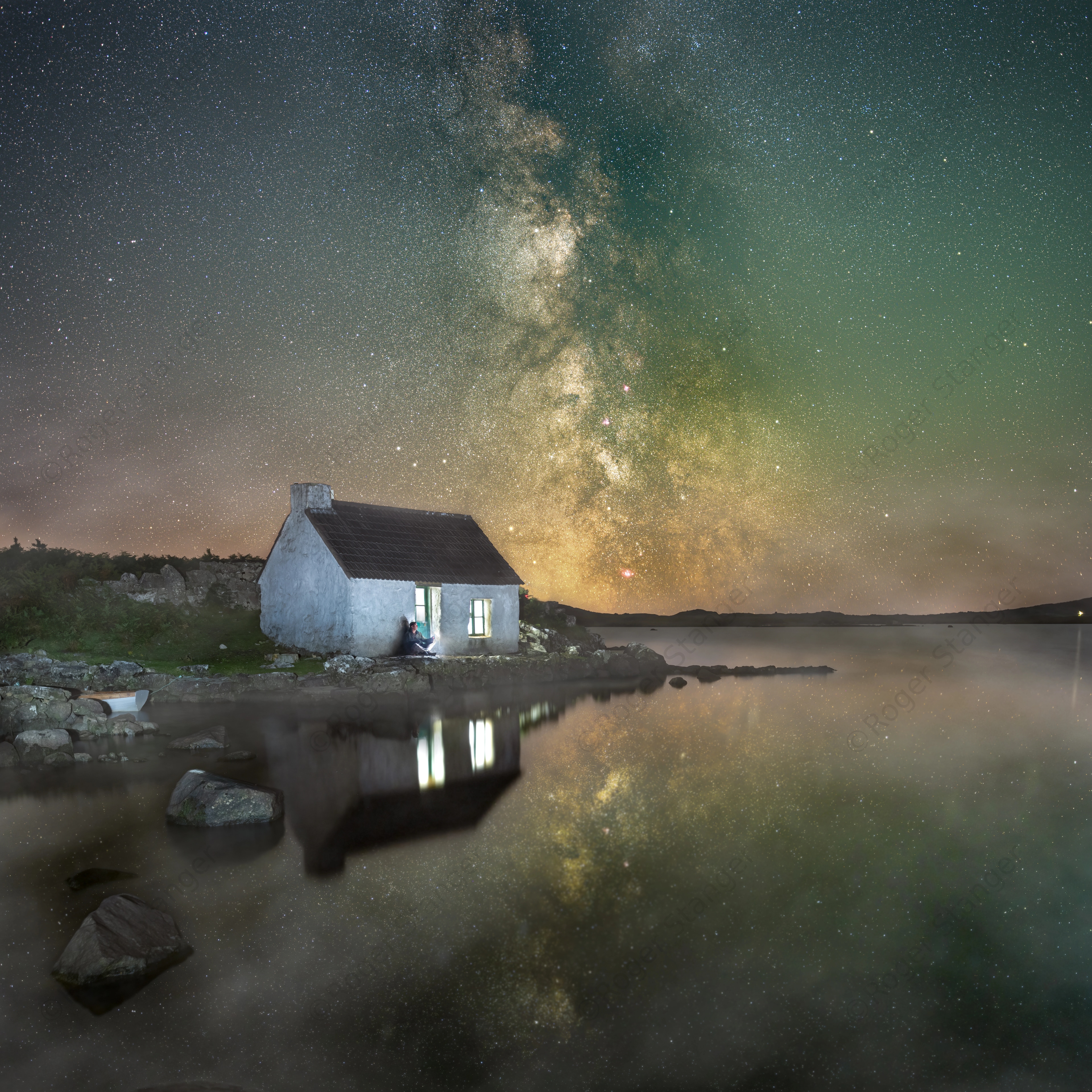 Ireland Screebe Fishermans Hut At Night 