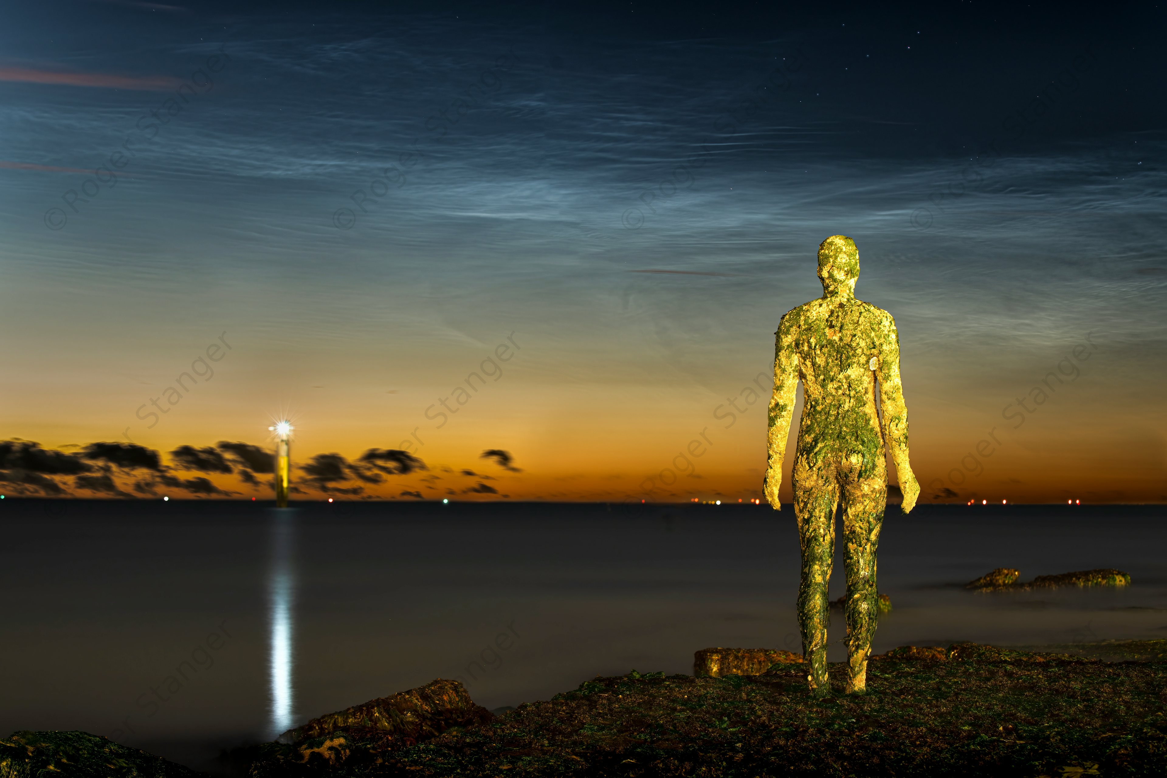 Margate Noctilucent Clouds And Gormley Statue 'Another Time'