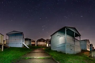 Tankerton Beach Huts At Night 3 X 2