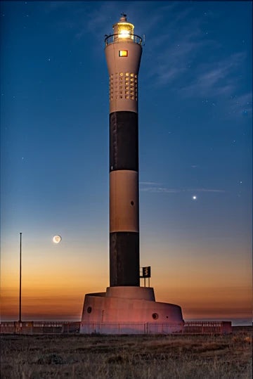 Dungeness Lighthouse Moon And Venus Rising