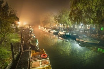 Grove Ferry Misty Night on the River Stour 1