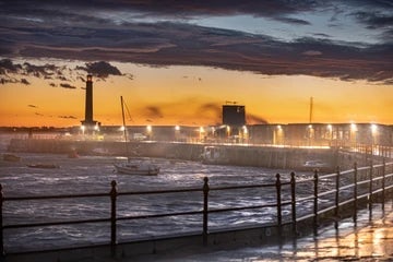 Margate Harbour Rough Sea After Sunset 