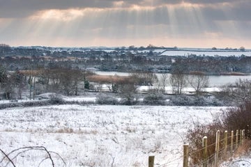 Hersden Hoplands in the Snow, looking towards Puxton and Stodmarsh.