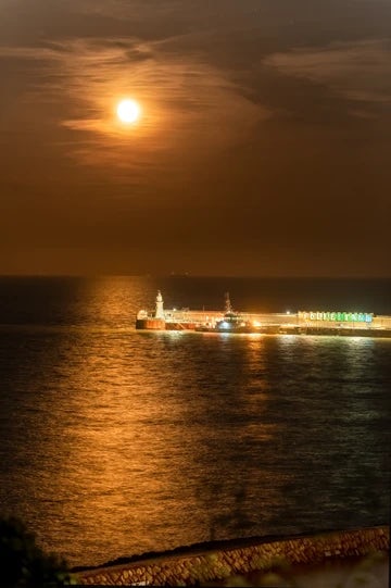 Folkestone Full Moon Over Pier 3 portrait