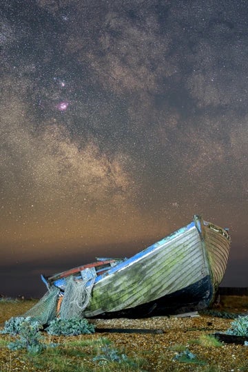 Dungeness Milky Way Core and Old Fishing Boat 70mm 3x2
