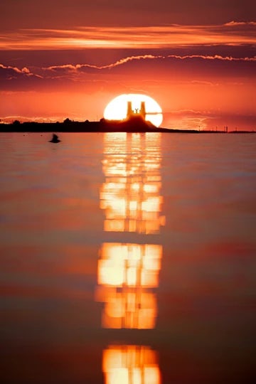 Reculver Sunset From Minnis Bay with wobbly reflection