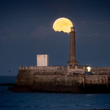 Margate Moonrise Over Lighthouse