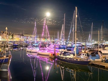 Ramsgate Christmas Lights 2023 with moon rising 